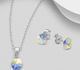 Sparkle by 7K - 925 Sterling Silver Circle Push-Back Earrings & Pendant Decorated with Fine Austrian Crystals