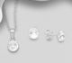 Sparkle by 7K - 925 Sterling Silver Circle Push-Back Earrings & Pendant Decorated with Fine Austrian Crystals