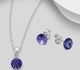 Sparkle by 7K - 925 Sterling Silver Circle Push-Back Earrings & Pendant Decorated with Fine Austrian Crystals