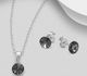 Sparkle by 7K - 925 Sterling Silver Circle Push-Back Earrings & Pendant Decorated with Fine Austrian Crystals