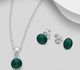 Sparkle by 7K - 925 Sterling Silver Circle Push-Back Earrings & Pendant Decorated with Fine Austrian Crystals
