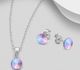 Sparkle by 7K - 925 Sterling Silver Circle Push-Back Earrings & Pendant Decorated with Fine Austrian Crystals