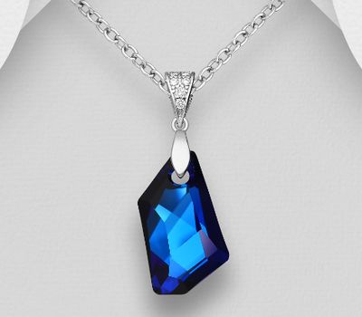Şəkli böyütmək üçün tiklayın Sparkle by 7K - 925 Sterling Silver Pendant, Decorated with CZ Simulated Diamonds and Various Fine Austrian Crystal