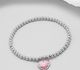 Sparkle by 7K - 925 Sterling Silver Ball Elastic Bracelet Featuring Heart Decorated with Fine Austrian Crystal