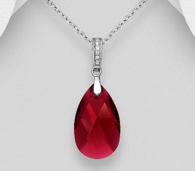 Şəkli böyütmək üçün tiklayın Sparkle by 7K - 925 Sterling Silver Pendant, Decorated with CZ Simulated Diamonds and Various Fine Austrian Crystal