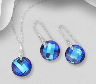 Malın səhifəsinə keç Sparkle by 7K - 925 Sterling Silver Hook Earrings & Pendant Decorated with CZ Simulated Diamonds and Fine Austrian Crystals