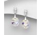 Sparkle by 7K - 925 Sterling Silver Push-Back Earrings Decorated with CZ Simulated Diamonds and Fine Austrian Crystals