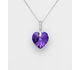 Sparkle by 7K - 925 Sterling Silver Heart Necklace Decorated with CZ Simulated Diamonds and Fine Austrian Crystal