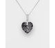 Sparkle by 7K - 925 Sterling Silver Heart Necklace Decorated with CZ Simulated Diamonds and Fine Austrian Crystal