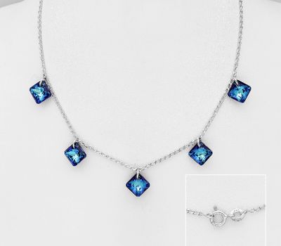 Sparkle by 7K - 925 Sterling Silver Necklace Decorated with Fine Austrian Crystal