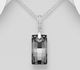 Sparkle by 7K - 925 Sterling Silver Rectangle Pendant, Decorated with CZ Simulated Diamonds and Fine Austrian Crystals
