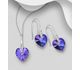 Sparkle by 7K - 925 Sterling Silver Heart Hook Earrings & Pendant Decorated with CZ Simulated Diamonds and Fine Austrian Crystals