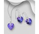 Sparkle by 7K - 925 Sterling Silver Heart Hook Earrings & Pendant Decorated with CZ Simulated Diamonds and Fine Austrian Crystals