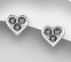 Sparkle by 7K - 925 Sterling Silver Heart Push-Back Earrings, Decorated with Various Fine Austrian Crystal