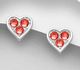 Sparkle by 7K - 925 Sterling Silver Heart Push-Back Earrings, Decorated with Various Fine Austrian Crystal