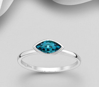 Şəkli böyütmək üçün tiklayın Sparkle by 7K - 925 Sterling Silver Ring, Decorated with Various Color Fine Austrian Crystals