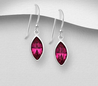 Sparkle by 7K - 925 Sterling Silver Hook Earrings Decorated with Fine Austrian Crystals