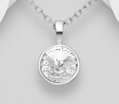 Sparkle by 7K - 925 Sterling Silver Pendant Decorated with Fine Austrian Crystal