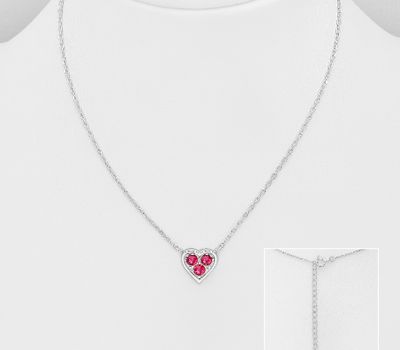 Sparkle by 7K - 925 Sterling Silver Heart Necklace, Decorated with Various Fine Austrian Crystals