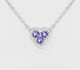 Sparkle by 7K - 925 Sterling Silver Heart Necklace, Decorated with Various Fine Austrian Crystals
