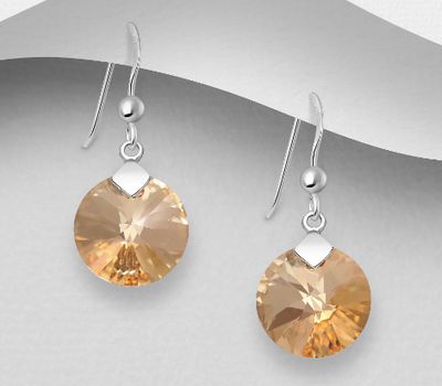Şəkli böyütmək üçün tiklayın Sparkle by 7K - 925 Sterling Silver Hook Earrings, Decorated with Fine Austrian Crystal