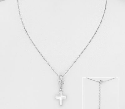Şəkli böyütmək üçün tiklayın Sparkle by 7K - 925 Sterling Silver Cross Necklace Decorated with CZ Simulated Diamonds and Fine Austrian Crystal