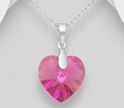 Sparkle by 7K - 925 Sterling Silver Heart Pendant Decorated with Fine Austrian Crystal