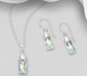 Sparkle by 7K - 925 Sterling Silver Rectangle Hook Earrings and  Pendant Decorated with Fine Austrian Crystals