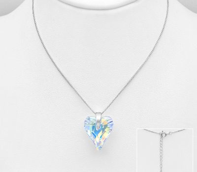 Şəkli böyütmək üçün tiklayın Sparkle by 7K - 925 Sterling Silver Heart Necklace Decorated with Fine Austrian Crystal