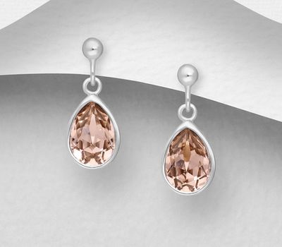 Şəkli böyütmək üçün tiklayın Sparkle by 7K - 925 Sterling Silver Push-Back Earrings Decorated with Fine Austrian Crystal