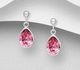 Sparkle by 7K - 925 Sterling Silver Push-Back Earrings Decorated with Fine Austrian Crystal