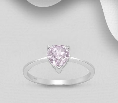 Şəkli böyütmək üçün tiklayın Sparkle by 7K - 925 Sterling Silver Heart Ring Decorated with Fine Austrian Crystal