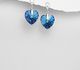 Sparkle by 7K - 925 Sterling Silver Heart Push-Back Earrings Decorated with Fine Austrian Crystals