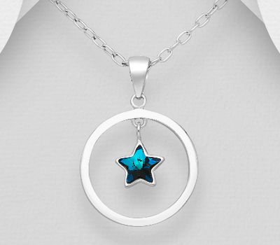 Şəkli böyütmək üçün tiklayın Sparkle by 7K - 925 Sterling Silver Star Pendant Decorated with Fine Austrian Crystal