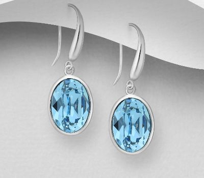 Sparkle by 7K - 925 Sterling Silver Hook Earrings Decorated with Fine Austrian Crystals