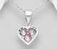 Sparkle by 7K - 925 Sterling Silver Heart Pendant, Decorated with Various Fine Austrian Crystal