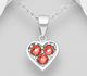 Sparkle by 7K - 925 Sterling Silver Heart Pendant, Decorated with Various Fine Austrian Crystal