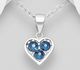 Sparkle by 7K - 925 Sterling Silver Heart Pendant, Decorated with Various Fine Austrian Crystal
