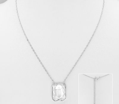 Sparkle by 7K - 925 Sterling Silver Necklace Decorated with Fine Austrian Crystal