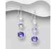 Sparkle by 7K - 925 Sterling Silver Hook Earrings Decorated with Fine Austrian Crystals