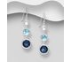 Sparkle by 7K - 925 Sterling Silver Hook Earrings Decorated with Fine Austrian Crystals