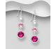Sparkle by 7K - 925 Sterling Silver Hook Earrings Decorated with Fine Austrian Crystals