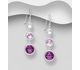 Sparkle by 7K - 925 Sterling Silver Hook Earrings Decorated with Fine Austrian Crystals