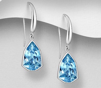 Sparkle by 7K - 925 Sterling Silver Hook Earrings Decorated with Fine Austrian Crystals