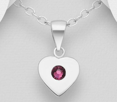 Sparkle by 7K - 925 Sterling Silver Heart Pendant, Decorated with Various Fine Austrian Crystals