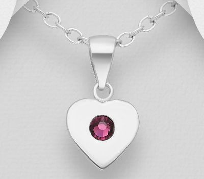 Şəkli böyütmək üçün tiklayın Sparkle by 7K - 925 Sterling Silver Heart Pendant, Decorated with Various Fine Austrian Crystals