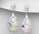 Sparkle by 7K - 925 Sterling Silver Push-Back Earrings Decorated with CZ Simulated Diamonds and Fine Austrian Crystals