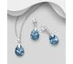 Sparkle by 7K - 925 Sterling Silver Push-Back Earrings and Pendant, Decorated with Various Color Fine Austrian Crystal