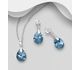 Sparkle by 7K - 925 Sterling Silver Push-Back Earrings and Pendant, Decorated with Various Color Fine Austrian Crystal