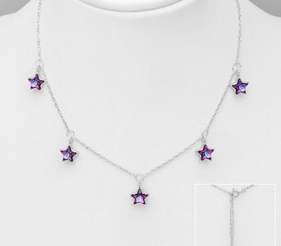 Sparkle by 7K - 925 Sterling Silver Necklace Featuring Star Decorated with Fine Austrian Crystal